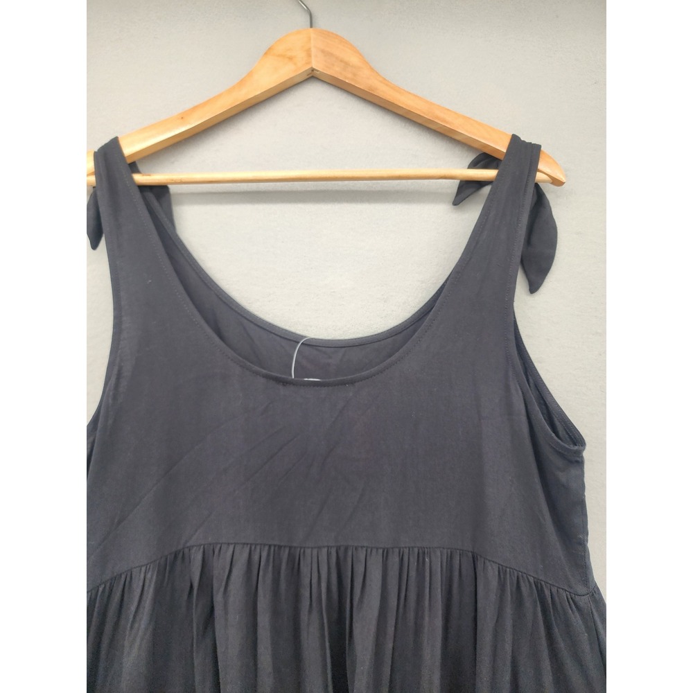 Forever‎ 21 Black Tie Shoulder Babydoll Mini Dress Womens Medium NWT Summer Boho - Picture 6 of 10